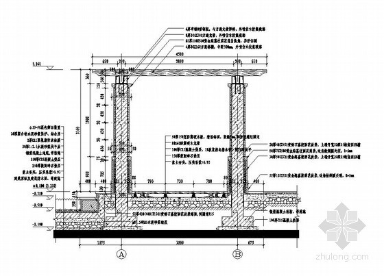 防腐木桌凳CAD图资料下载-滨水防腐木廊架施工图