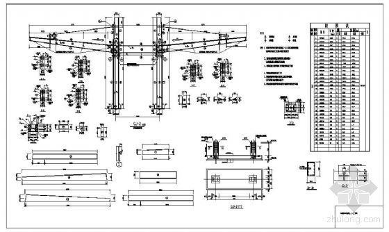 钢柱车棚施工方案资料下载-某车棚双柱钢架详图