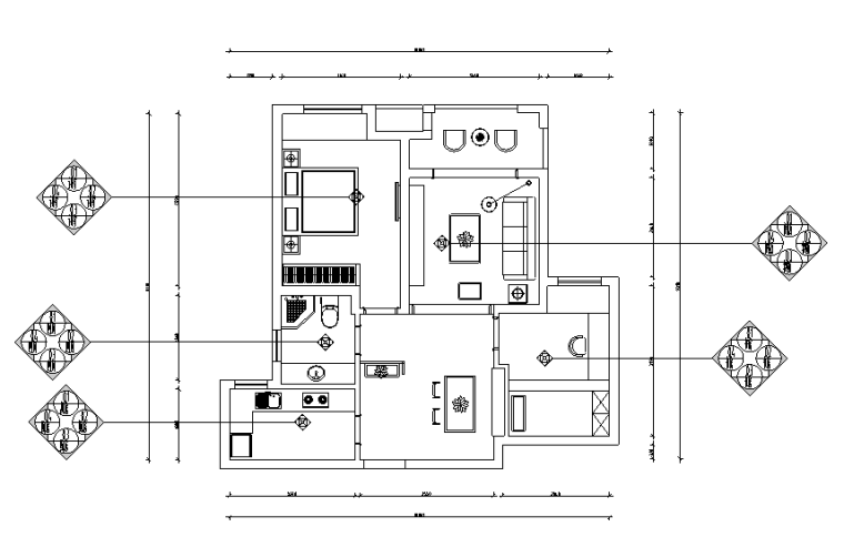 [江苏]现代简约C户型样板房设计施工图（附效果图）-家居立面索引图