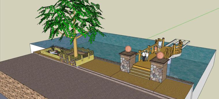 喷泉水帘3d模型下载资料下载-小庭院景观模型设计