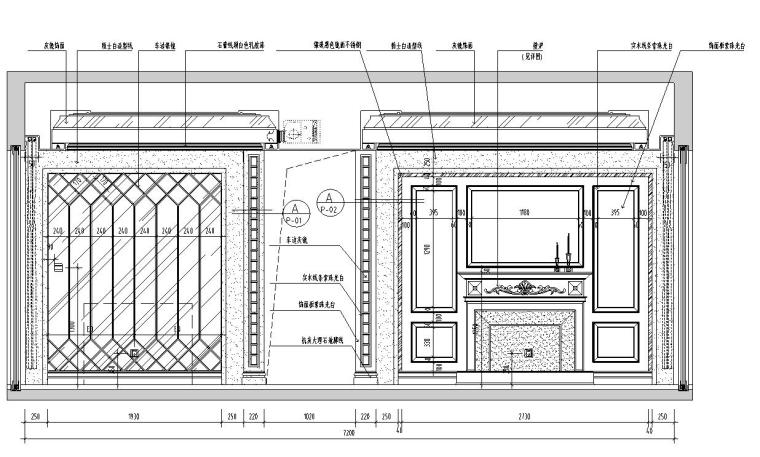 [广东]欧式城市时代T1B样板房室内施工图设计(浅色调欧式)-客厅立面图
