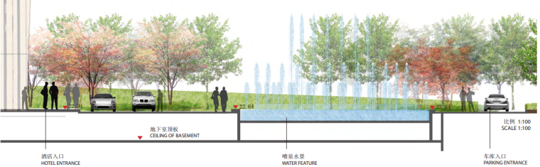 [武汉]中心景观方案设计方案文本 B-3 喷泉水景剖面