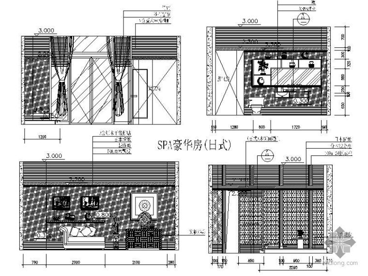 日式室内设计立面图资料下载-SPA空间豪华房立面图（日式）