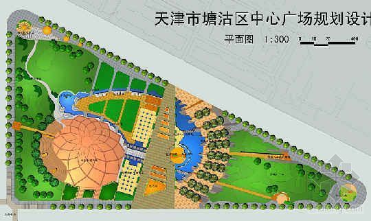 天津四馆规划设计资料下载-天津某广场规划设计图