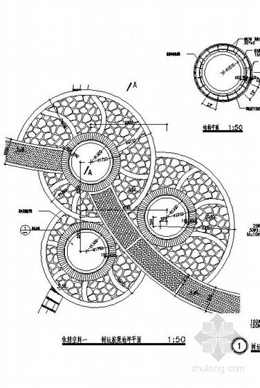 圆形树池施工图资料下载-圆形组合带座凳树池施工大样