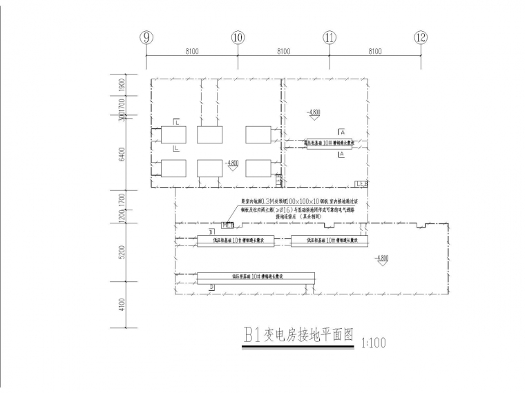 大型地下室工程电气设计-B1变电房接地平面图.jpg