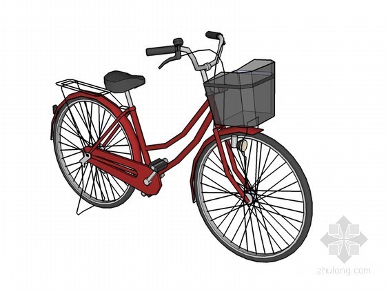交叉口的计算行车速度资料下载-红色自行车SketchUp模型下载