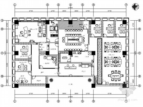 精装修室内设计管理资料下载-[四川]建筑工程公司时尚现代办公室精装修室内设计施工图（含效果）