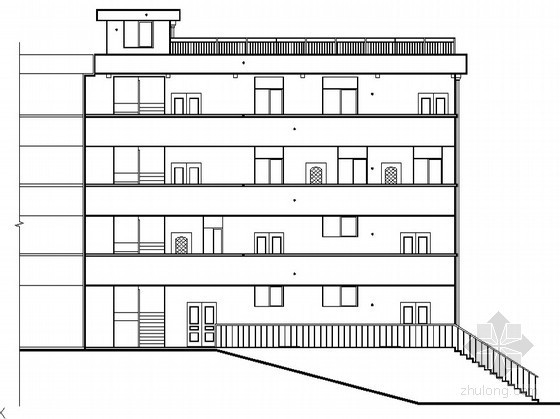 坡地绿化施工图全套资料下载-某四层复杂地形材料库和办公楼建筑施工图（坡地建筑）