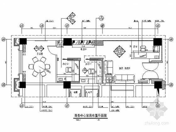 酒店内装修图纸资料下载-[天津]豪华酒店内商务中心装修图