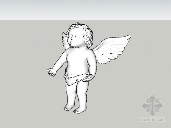景区艺术雕塑模型资料下载-天使雕塑SketchUp模型下载