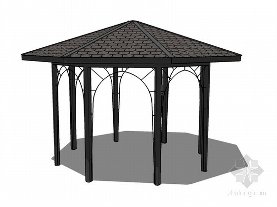 钢结构景观玻璃亭子资料下载-景观亭子SketchUp模型下载
