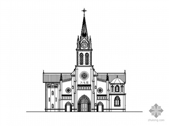 测绘CAD平面图资料下载-宁波老外滩天主教堂测绘CAD图