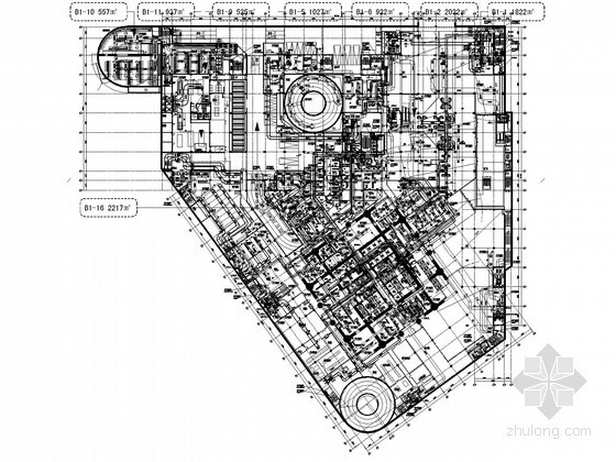 [武汉]地标大楼暖通及动力全套设计施工图207张(438米，88层，含审图意见)-地下一层空调平面 
