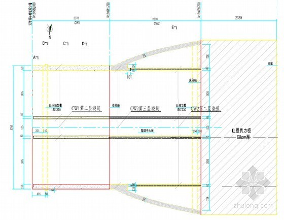 [广东]人工岛隧道结合处暗埋沉管隧道止推段模板安装、拆除及安全专项方案73页-浇筑分层分段示意图 