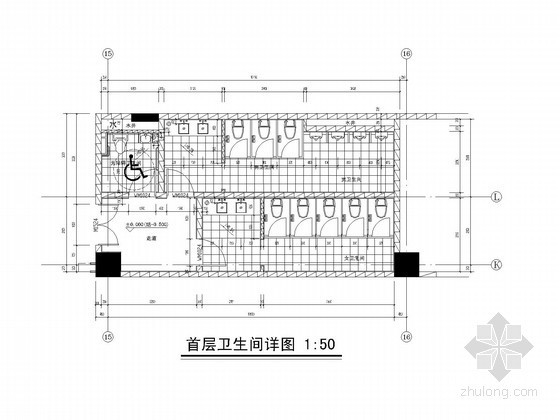 香格里拉大酒店卫生间资料下载-[济宁]五星级酒店裙房首层卫生间节点大样