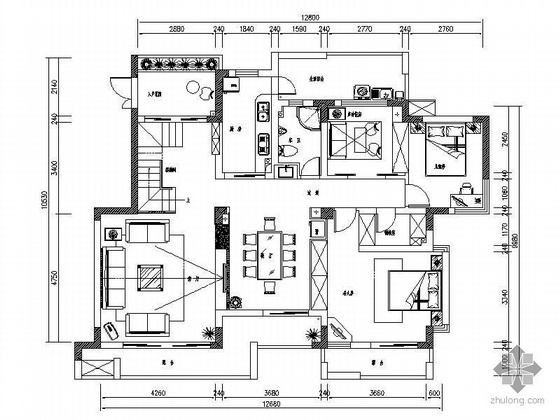 100平米室内设计图资料下载-[重庆]跃层式室内设计图