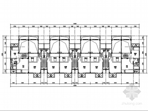 [上海]三层联排及双拼式别墅建筑施工图-三层联排及双拼式别墅建筑平面图