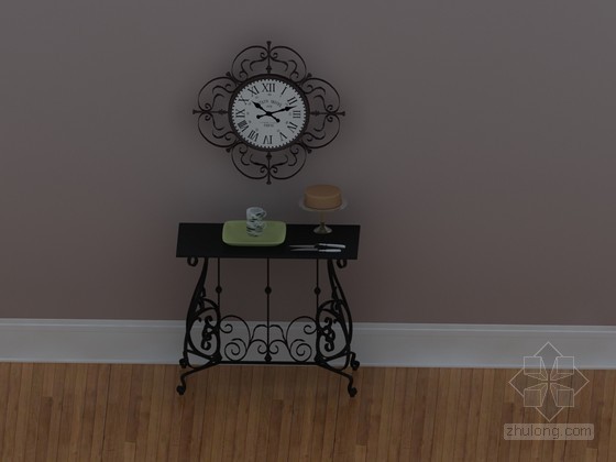户外铁艺桌椅3d模型资料下载-铁艺端景台3D模型下载