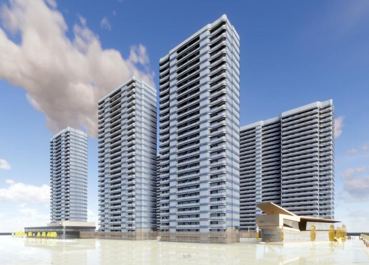 杭州大运河杭州段资料下载-[浙江]杭州融信蓝孔雀现代高层建筑模型设计（2018年）