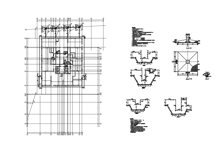 地上44层地下2层剪力墙结构商住楼结构施工图（CAD、41张）-基础平面布置图及筏板配筋图