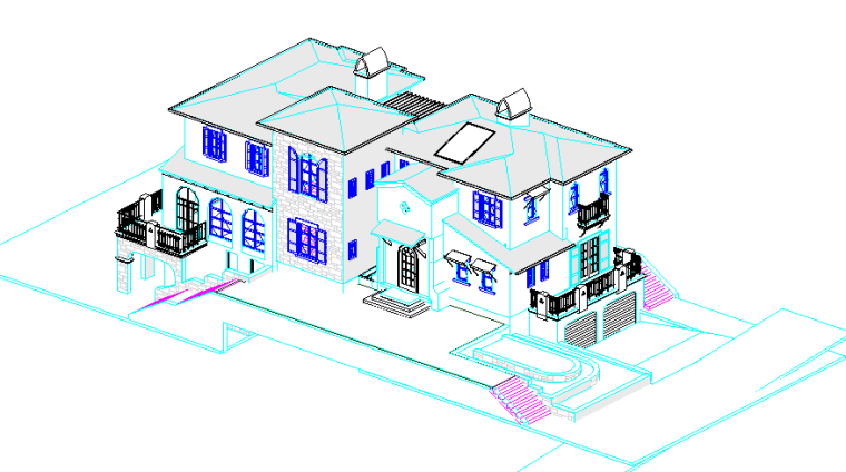 室内机电revit模型资料下载-BIM模型-revit模型-别墅模型
