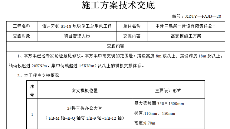 水池高支模施工方案资料下载-高支模施工方案技术交底