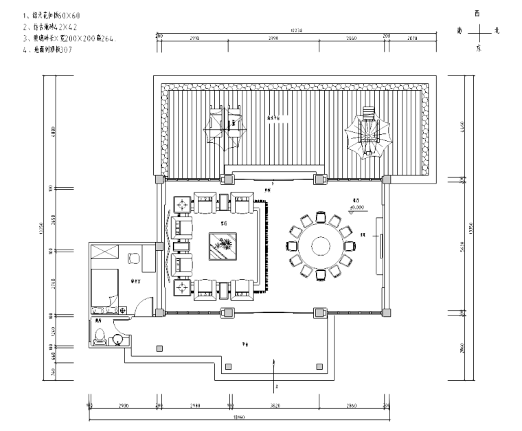 [北京]某私人接待餐厅室内装修施工图（含效果图）-平面布置图