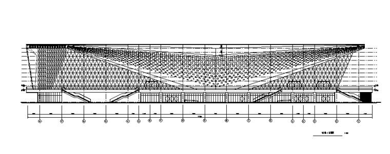 [天津]大学新建L形综合体育馆全套施工图201-体育馆建筑轴立面图