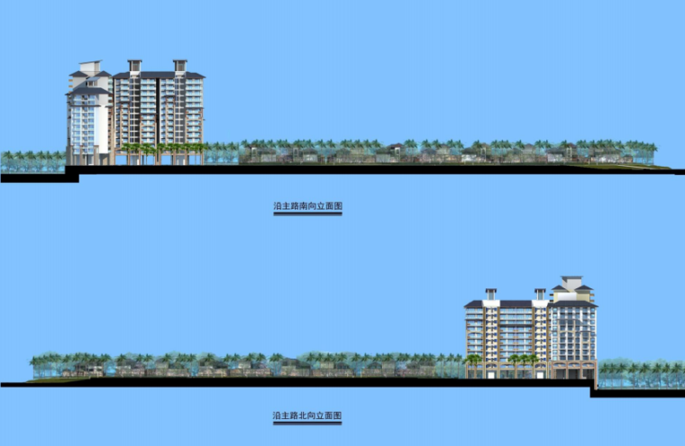 [海南]东南亚风格居住区规划设计方案文本（PDF）-立面图
