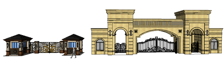 农宅景观大门su资料下载-10个小区大门SU模型分享
