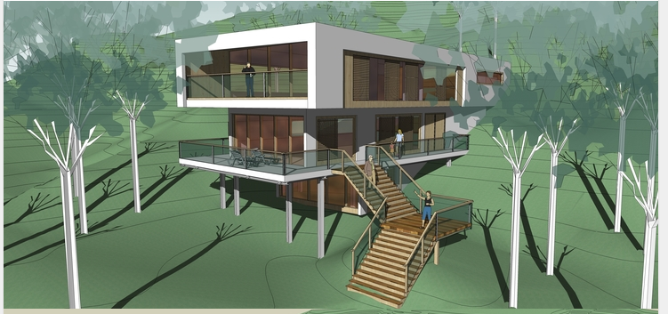 山地体育公园设计方案资料下载-现代风格山地独栋别墅设计方案SU模型