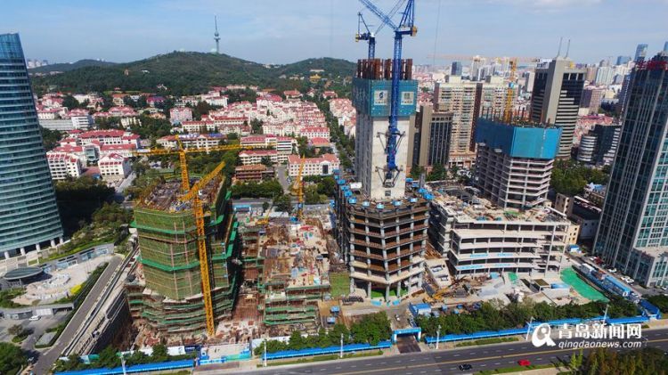 海天中心cad资料下载-青岛新地标海天中心主塔楼已建20层，明年底主体封顶