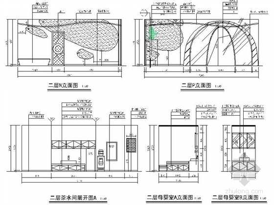 [原创]甜美可爱卡通主题宝宝摄影室施工图立面图