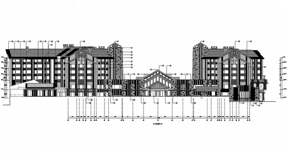 [吉林]中式风格国际旅游度假酒店建筑施工图-酒店立面图