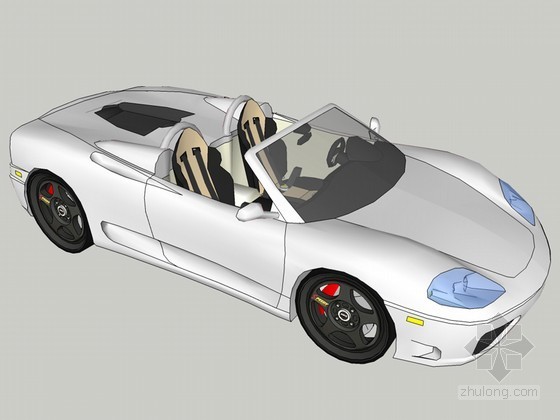 跑车模型资料下载-白色跑车SketchUp模型下载