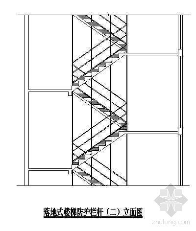 幕墙室内防护栏杆资料下载-落地式楼梯防护栏杆构造示意图（二）