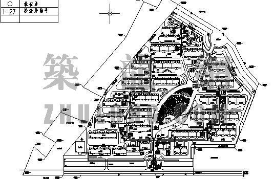 市政施工平面图布置图资料下载-某市一小区的污水管道布置平面图