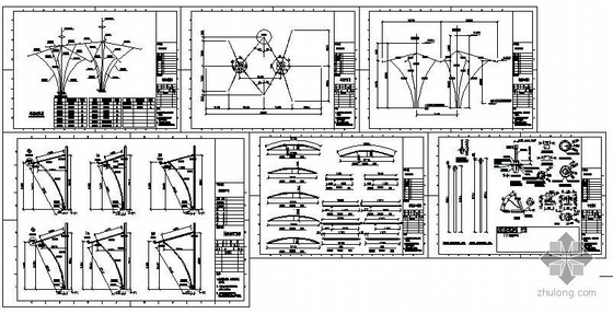 弧形造型大样图资料下载-青岛某花篮造型索膜结构工程图