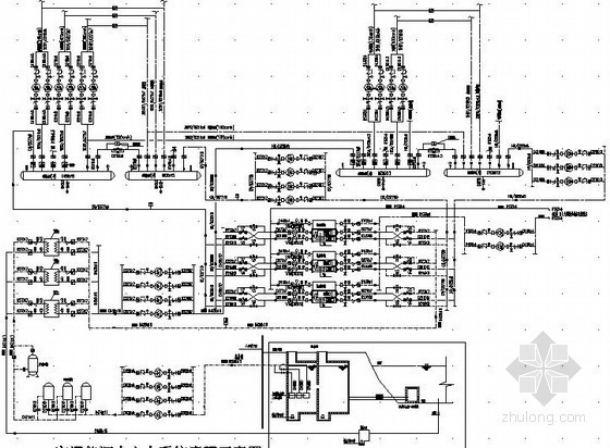 [江苏]大型文艺会展中心空调通风设计施工图(顶级设计院)-空调能源中心水系统流程示意图 