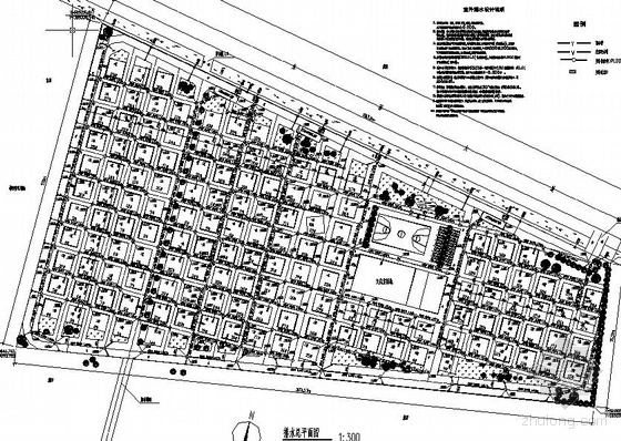给排水总平面资料下载-某规划新村给排水总平面图
