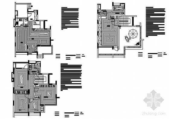 地热盘管施工图资料下载-别墅地暖盘管布置图