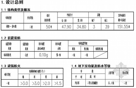 150米办公楼核心筒资料下载-框架核心筒办公楼结构设计说明