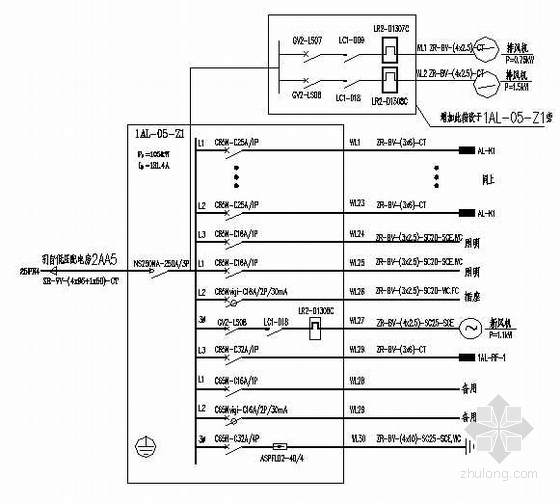 宾馆配电箱图纸资料下载-桂林某宾馆配电箱接线图