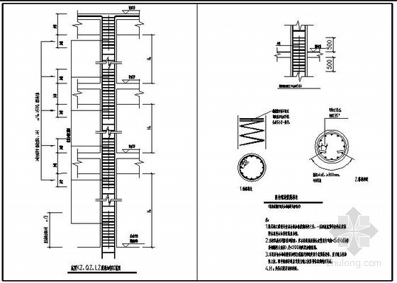 框架柱箍筋加密区规范资料下载-某抗震KZ、QZ、LZ箍筋加密区范围节点详图