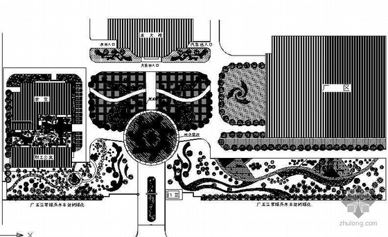 广场植物平面资料下载-某电厂中心广场景观设计总平面
