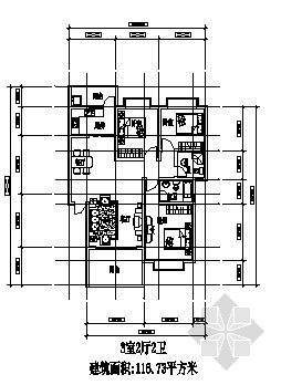 cad三室两厅两卫户型图资料下载-三室两厅一厨两卫116.73平方米