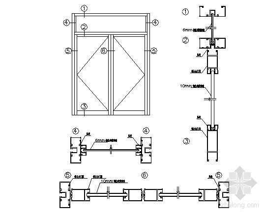 地弹簧门施工方案资料下载-100系列弹簧门节点图