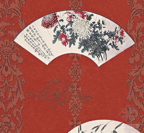 中式壁纸贴图素材资料下载-中式花纹壁纸