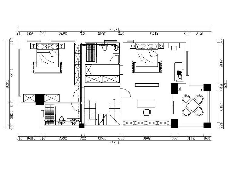 1层农村别墅图纸资料下载-[扬州]美式乡村温馨田园3层别墅室内设计施工图（含效果图）